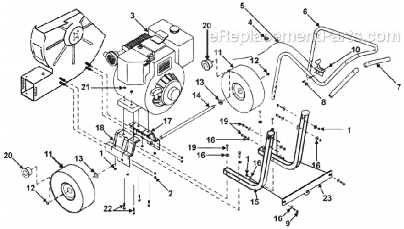 Engine_Assembly Diagram and Parts List for LB1401-00-01  Little Wonder Leaf Blower / Vacuum